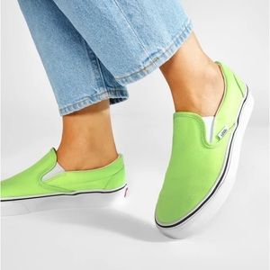 Vans Classic Slip On Neon Green Gecko Canvas Sneaker